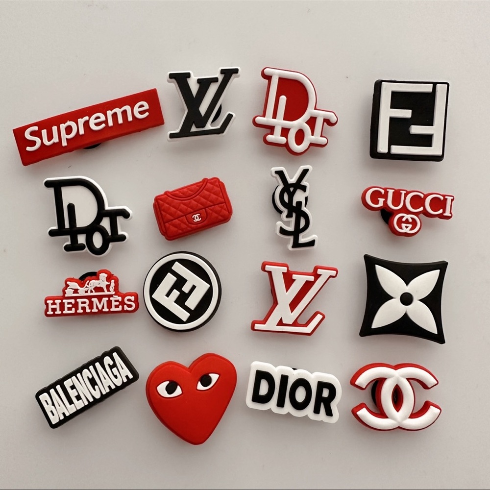 16 red & black shoe charms